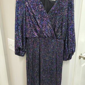 Sequin Blouson Shift Dress